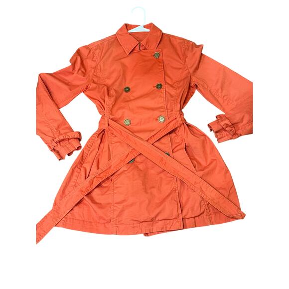 Michael by Michael Kors Orange/Coral Trench Rain Lightweight Coat Sz.Medium GUC - Picture 6 of 16